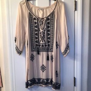 American Eagle Outfitters Boho Embroidered Tunic Dress